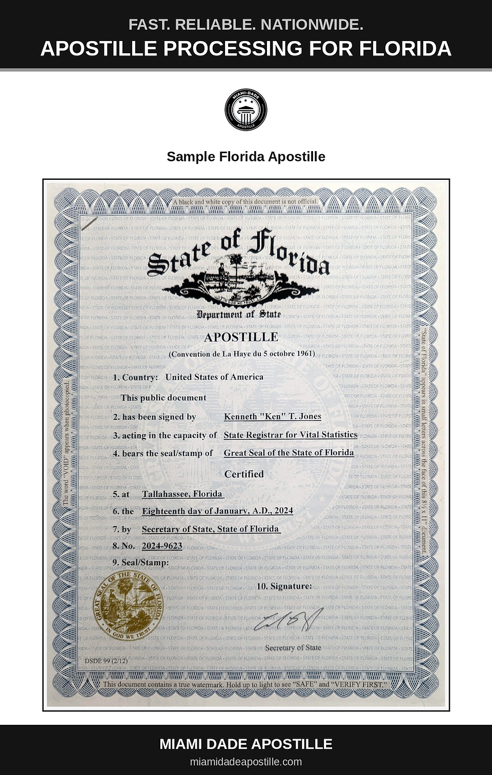 Florida Birth Certificate Apostille
